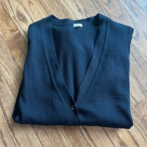 J. Crew Black V-Neck Button-Front Cardigan